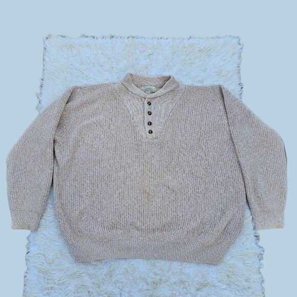 Henley Sweater Cabela's Size XL Tan Knit 1/4 Button Men's Pullover Fisherman - Picture 8 of 8